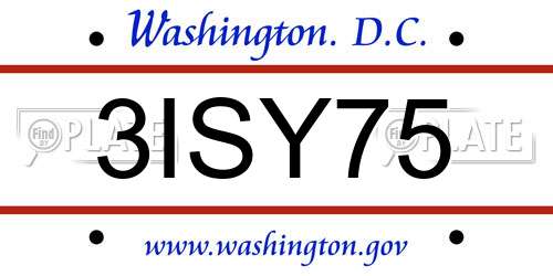 3ISY75 District Of Columbia License Plate