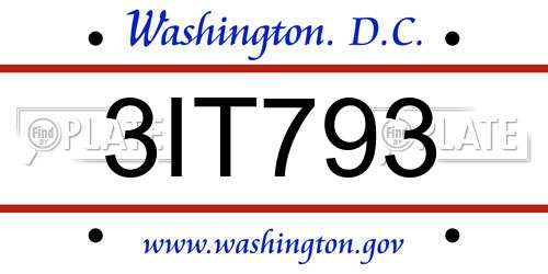 3IT793 District Of Columbia License Plate