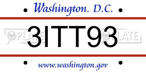 3ITT93 District Of Columbia License Plate