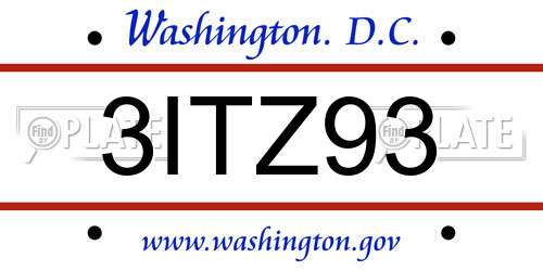 3ITZ93 District Of Columbia License Plate