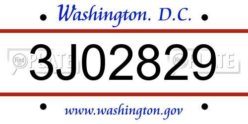 3J02829 District Of Columbia License Plate