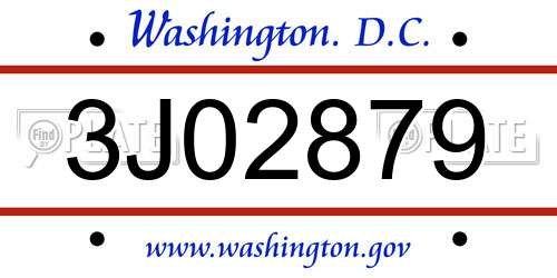 3J02879 District Of Columbia License Plate