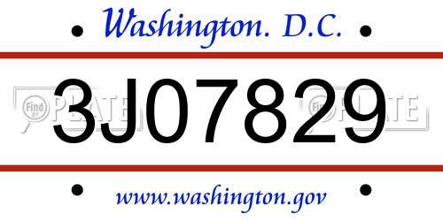 3J07829 District Of Columbia License Plate
