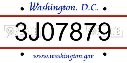 3J07879 District Of Columbia License Plate