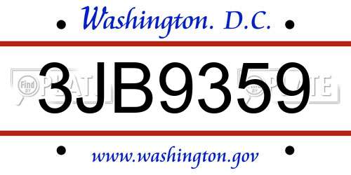 3JB9359 District Of Columbia License Plate