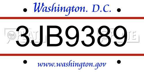 3JB9389 District Of Columbia License Plate