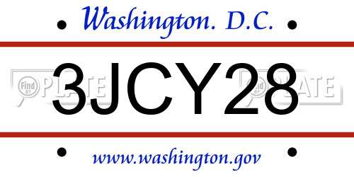 3JCY28 District Of Columbia License Plate