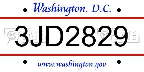 3JD2829 District Of Columbia License Plate