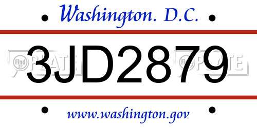 3JD2879 District Of Columbia License Plate