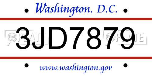 3JD7879 District Of Columbia License Plate