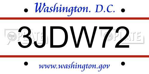 3JDW72 District Of Columbia License Plate