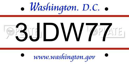 3JDW77 District Of Columbia License Plate