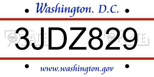 3JDZ829 District Of Columbia License Plate
