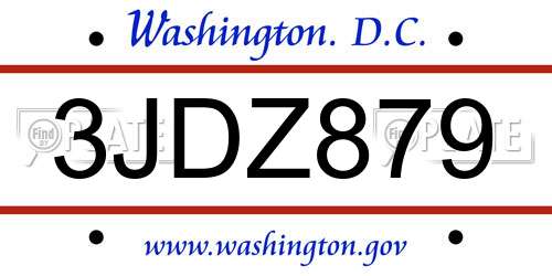 3JDZ879 District Of Columbia License Plate