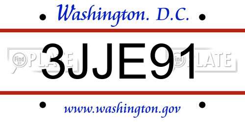 3JJE91 District Of Columbia License Plate