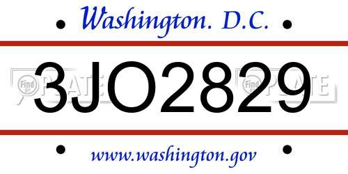 3JO2829 District Of Columbia License Plate