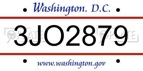 3JO2879 District Of Columbia License Plate