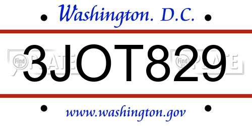 3JOT829 District Of Columbia License Plate
