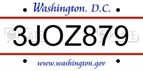 3JOZ879 District Of Columbia License Plate