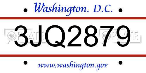 3JQ2879 District Of Columbia License Plate