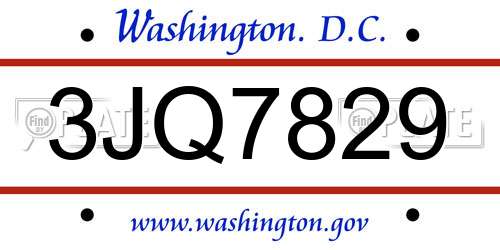 3JQ7829 District Of Columbia License Plate