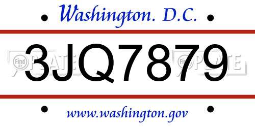 3JQ7879 District Of Columbia License Plate
