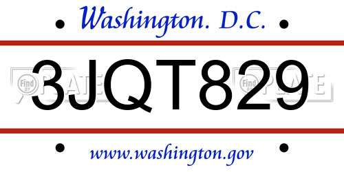 3JQT829 District Of Columbia License Plate