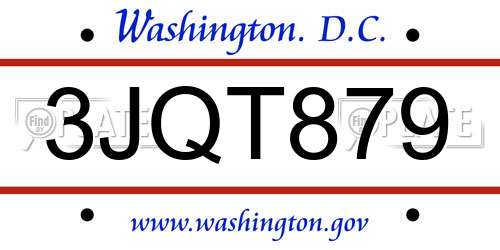 3JQT879 District Of Columbia License Plate