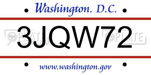 3JQW72 District Of Columbia License Plate