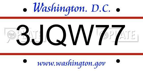 3JQW77 District Of Columbia License Plate
