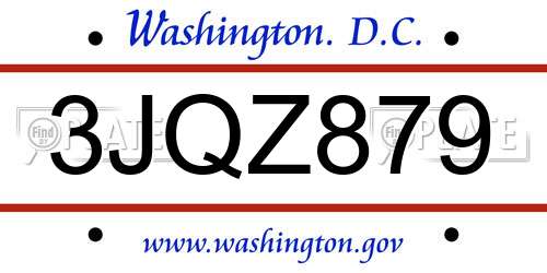 3JQZ879 District Of Columbia License Plate