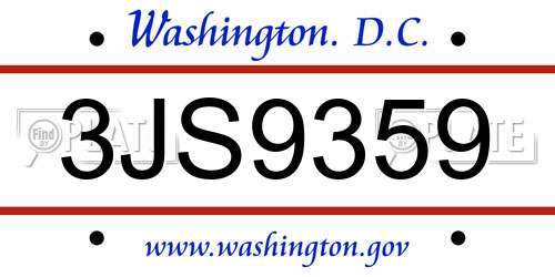 3JS9359 District Of Columbia License Plate