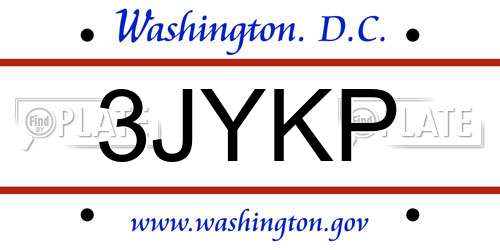 3JYKP District Of Columbia License Plate