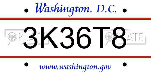 3K36T8 District Of Columbia License Plate