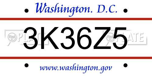 3K36Z5 District Of Columbia License Plate