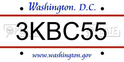 3KBC55 District Of Columbia License Plate