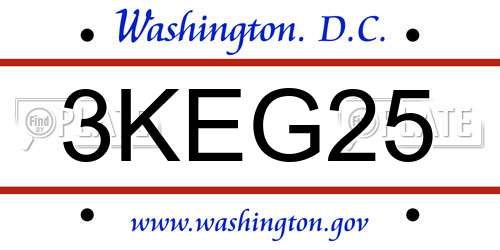 3KEG25 District Of Columbia License Plate