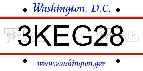 3KEG28 District Of Columbia License Plate