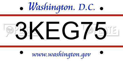 3KEG75 District Of Columbia License Plate