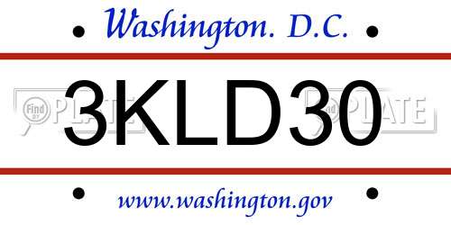 3KLD30 District Of Columbia License Plate