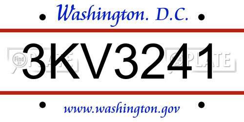 3KV3241 District Of Columbia License Plate