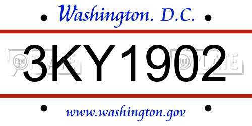 3KY1902 District Of Columbia License Plate
