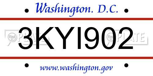 3KYI902 District Of Columbia License Plate
