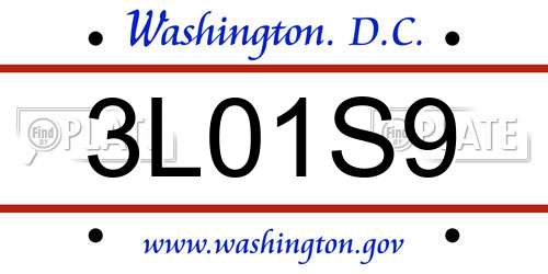 3L01S9 District Of Columbia License Plate
