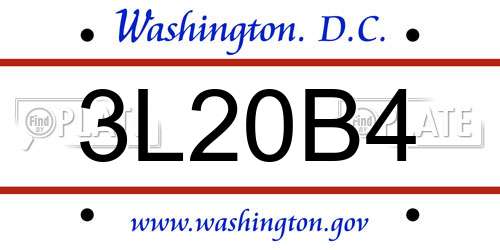 3L20B4 District Of Columbia License Plate