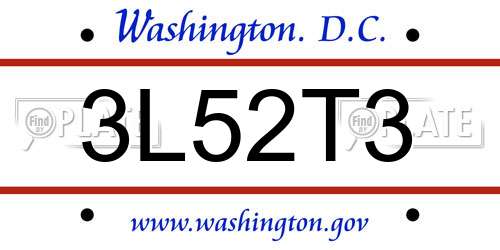 3L52T3 District Of Columbia License Plate