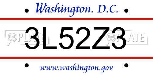 3L52Z3 District Of Columbia License Plate
