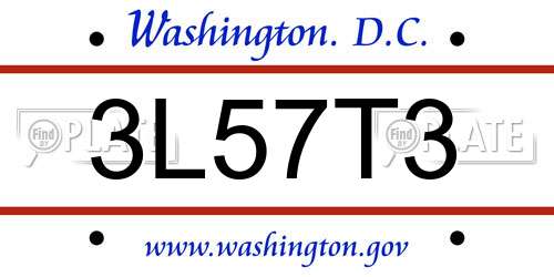 3L57T3 District Of Columbia License Plate