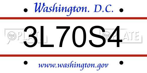 3L70S4 District Of Columbia License Plate