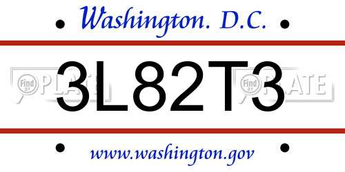 3L82T3 District Of Columbia License Plate